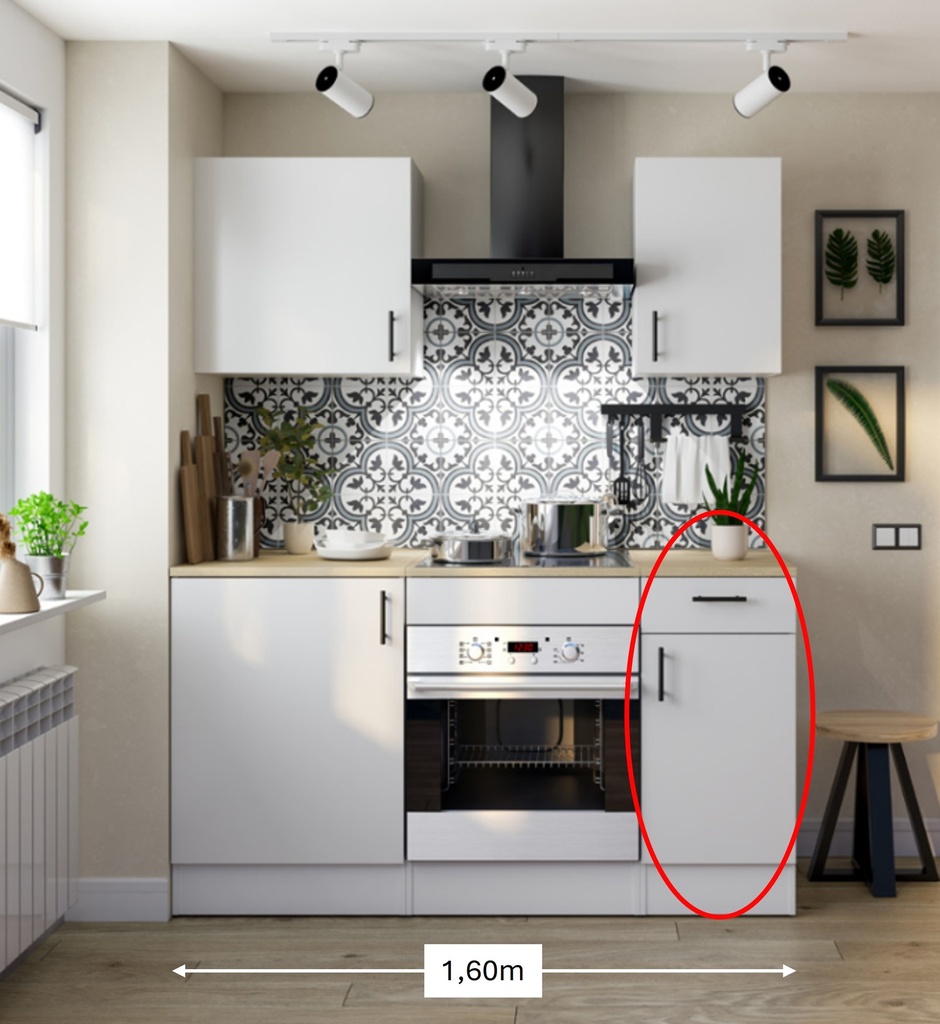 CUISINE - MEUBLE BAS - 1 TIROIR ET 1 PORTE - 40CM - KIRAKIT