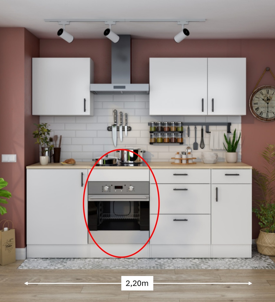 CUISINE - MEUBLE BAS - AVEC NICHE POUR FOUR - 60CM - KIRAKIT