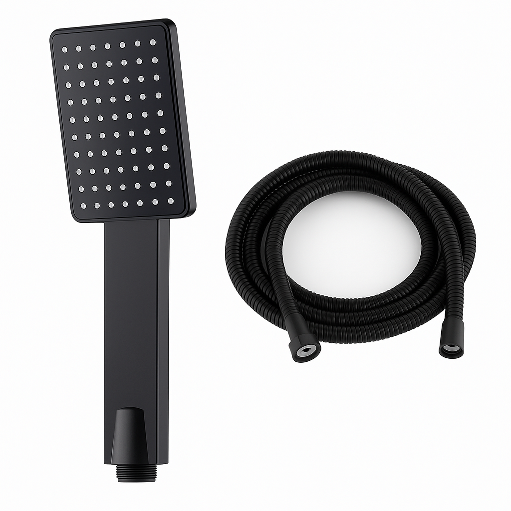 Pommeau de douche carré + flexible BARCO