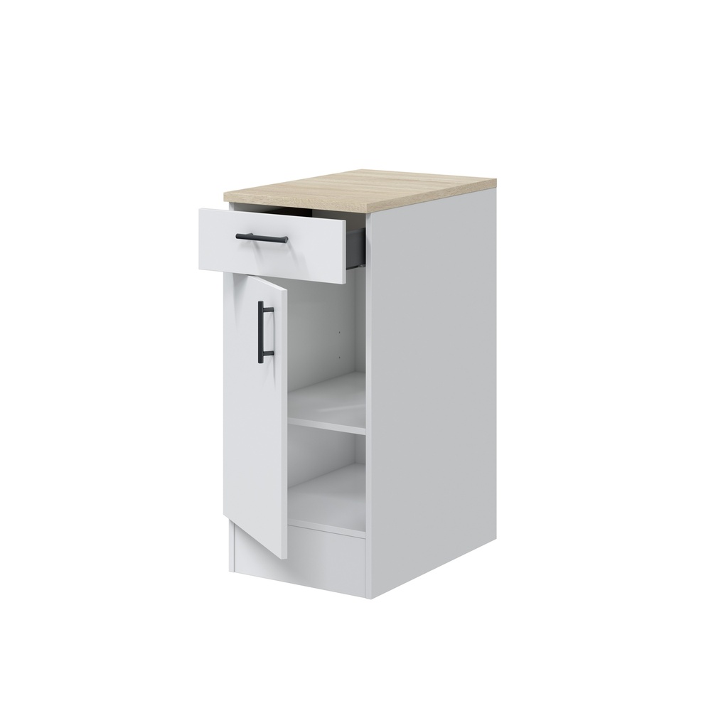 CUISINE - MEUBLE BAS - 1 TIROIR ET 1 PORTE - 40CM - KIRAKIT