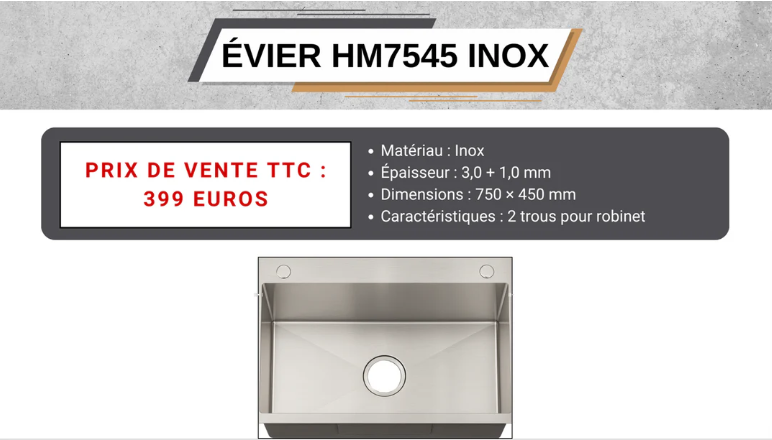 INOX SINK750*450COLOR : NANO SILVER