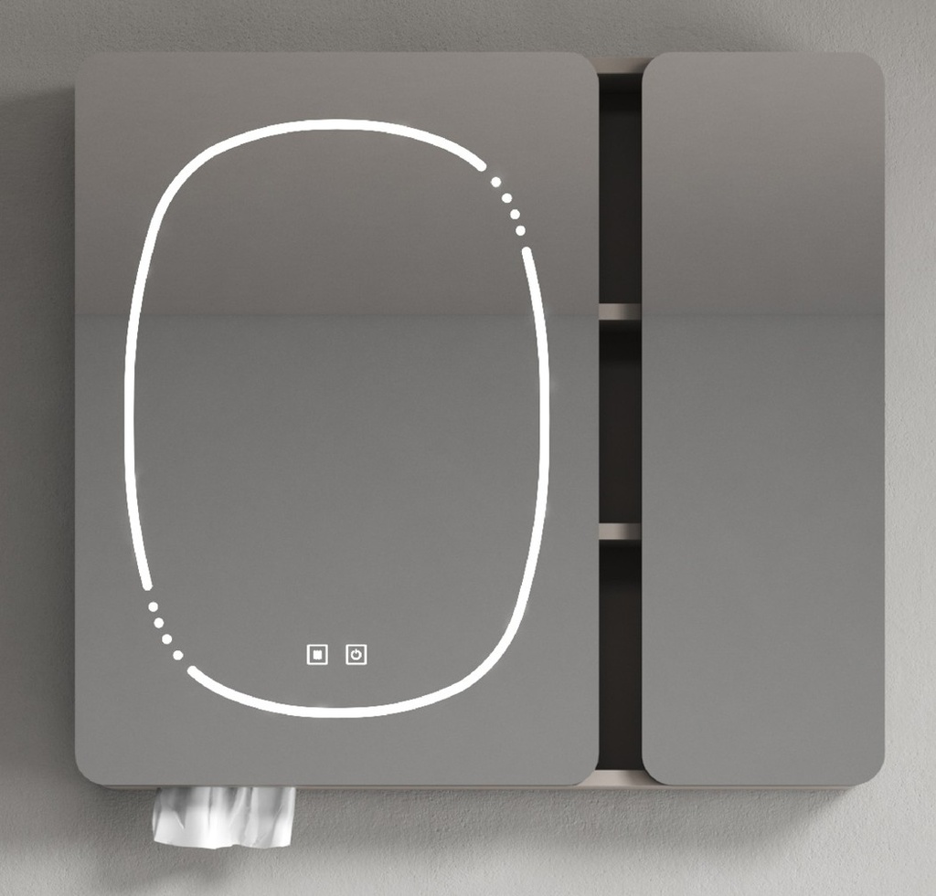 MIROIR LED AVEC RANGEMENT - GOYAVE-MIR-80
