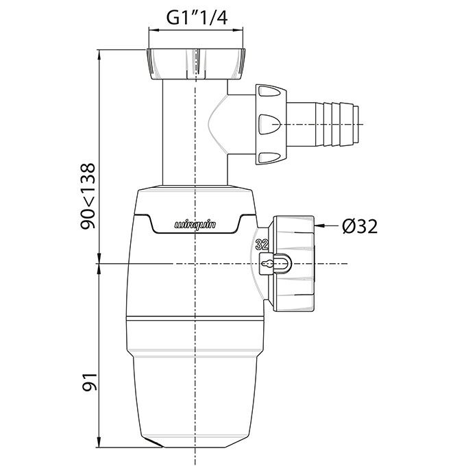 SIPHON LAVABO AVEC PRISE MACHINE A LAVER NEO-LAV