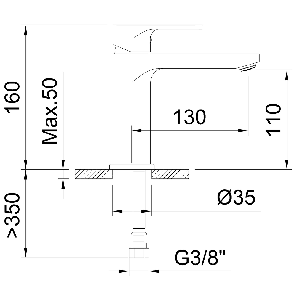 MITIGEUR LAVABO 110MM 5L/MIN ROCKET NOIR MAT COLD OPEN