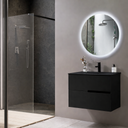 MEUBLE SALLE DE BAIN NOIR AVEC MIROIR LED MALUJA