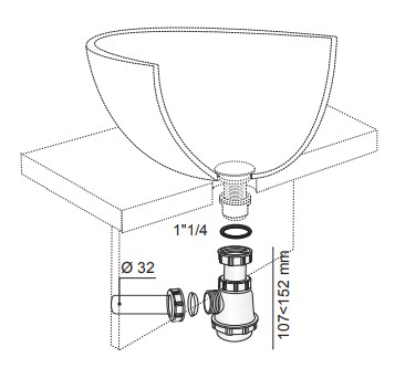 SIPHON LAVABO REGLABLE A CULOT COURT - SARI