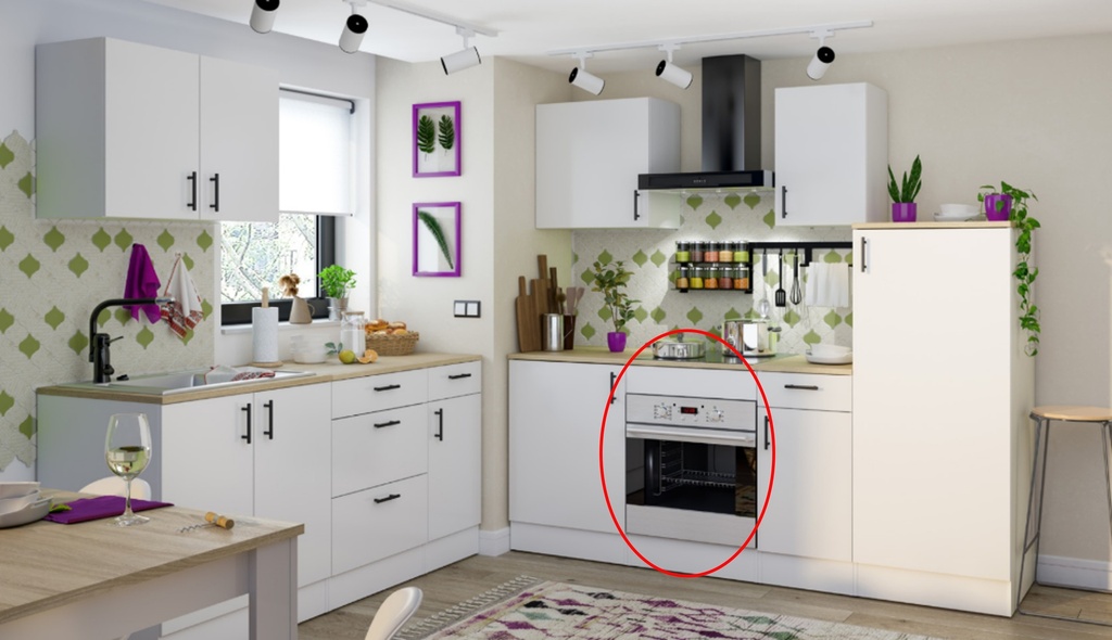 CUISINE - MEUBLE BAS - AVEC NICHE POUR FOUR - 60CM - KIRAKIT