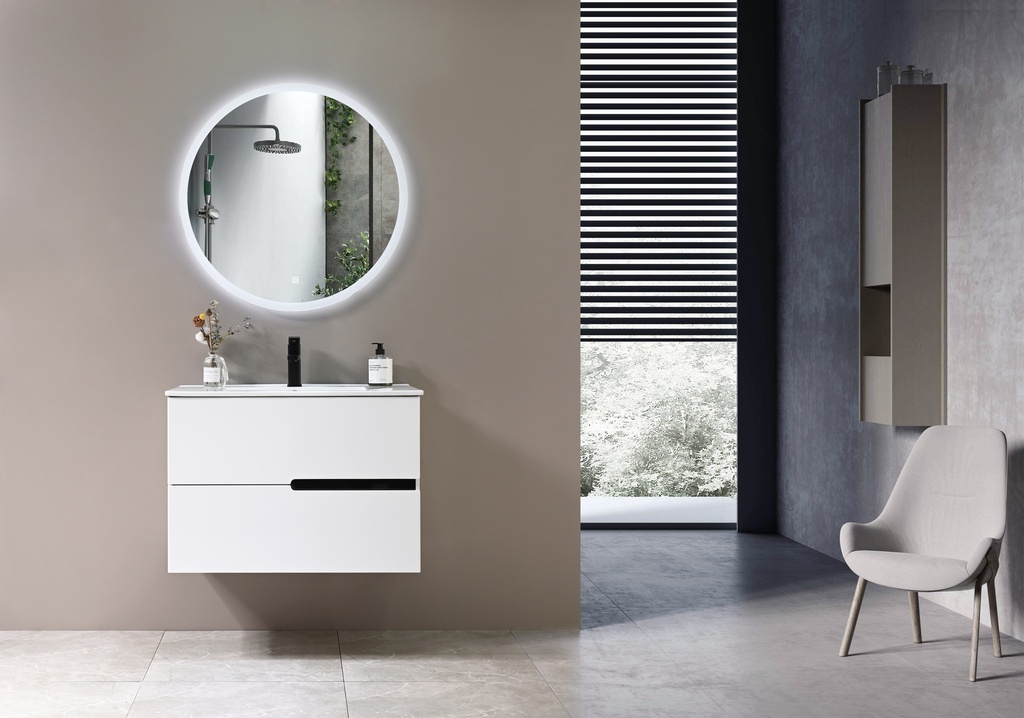 [SP-5674W] MEUBLE SALLE DE BAIN SIMPLE VASQUE AVEC MIROIR LED - WONGO