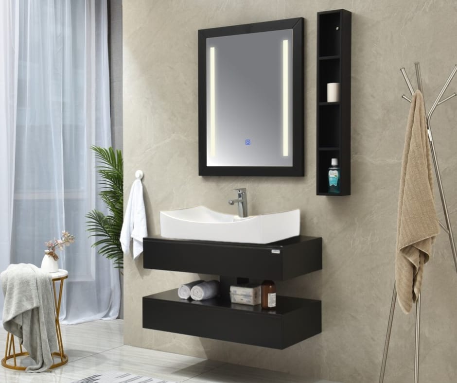 MEUBLE SALLE DE BAIN SIMPLE VASQUE AVEC MIROIR LED - BOLLY