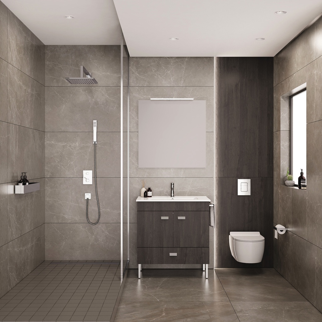 MEUBLE SALLE DE BAIN SIMPLE VASQUE AVEC MIROIR ET APPLIQUE LED ECOFAST