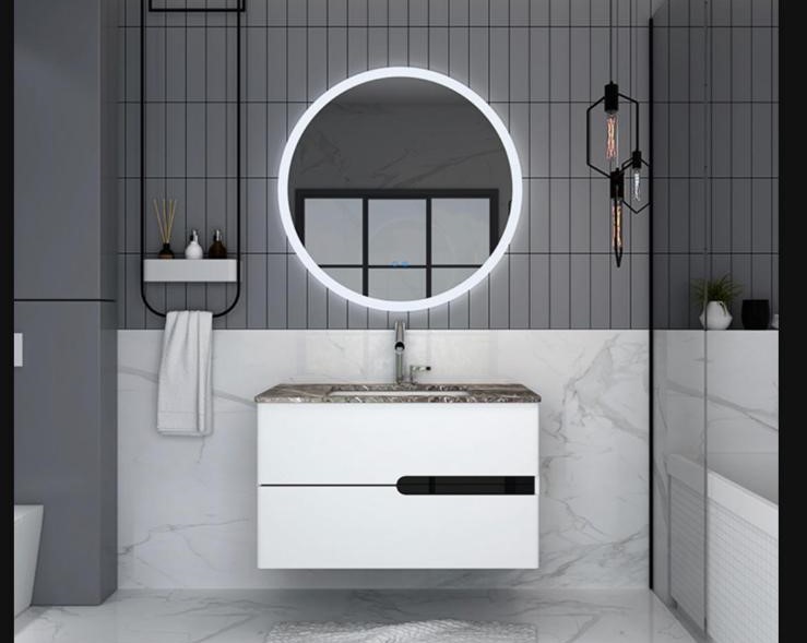 MEUBLE BEIGE AVEC MIROIR LED SAM