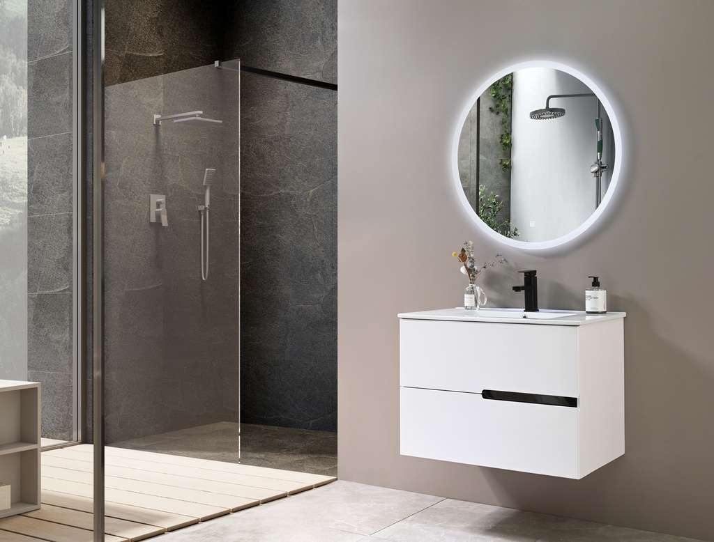 MEUBLE SALLE DE BAIN SIMPLE VASQUE AVEC MIROIR LED - WONGO