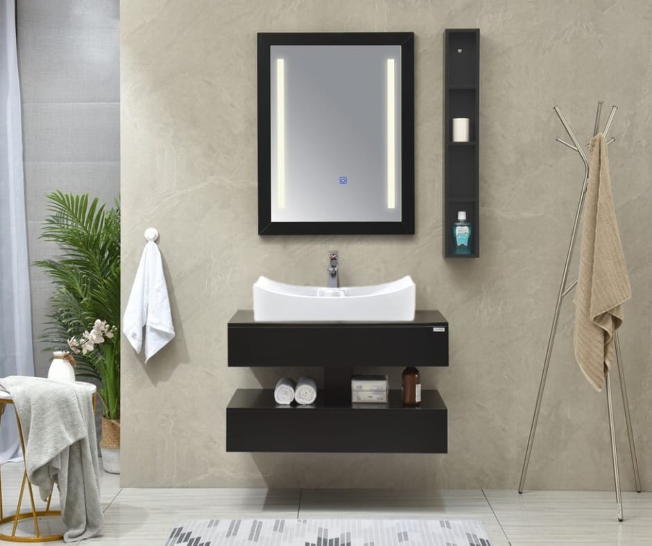 MEUBLE SALLE DE BAIN SIMPLE VASQUE AVEC MIROIR LED - BOLLY