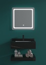 MEUBLE SALLE DE BAIN SIMPLE VASQUE NOIR AVEC MIROIR LED - FLAMME-60