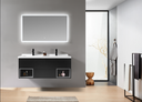 MEUBLE SALLE DE BAIN DOUBLE VASQUE AVEC MIROIR LED - LAINI NOIR