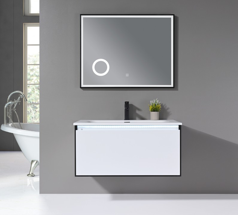 MEUBLE SALLE DE BAIN SIMPLE VASQUE AVEC MIROIR LED - COMBANI