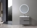 MEUBLE SALLE DE BAIN SIMPLE VASQUE AVEC MIROIR LED - GRIS - BRAD