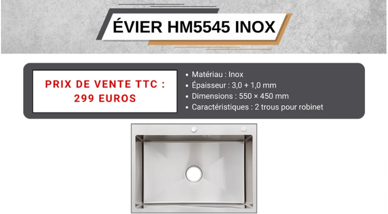 EVIER INOX 550*450 LOUNA