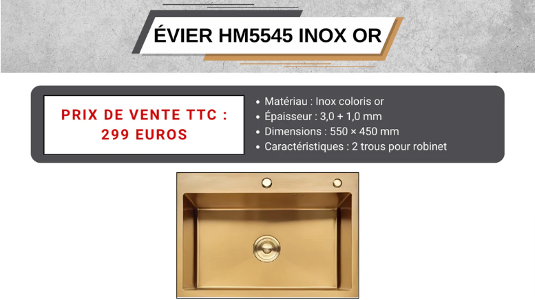 EVIER INOX 550*450 OR - SAMIR