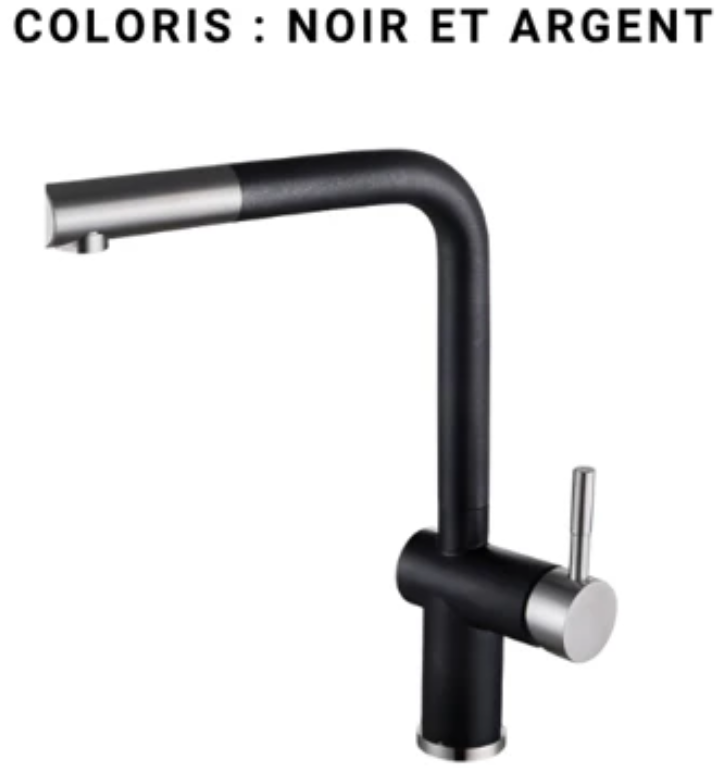Mitigeur évier noir+chrome - Lina