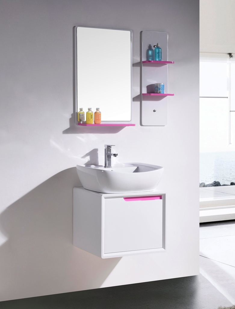 MEUBLE SALLE DE BAINS AVEC VASQUE ET MIROIR ROSA / SP5735