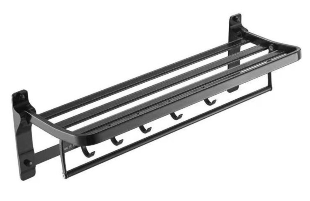 PORTE SERVIETTE EN BARRE ET CROCHET noir SIRI