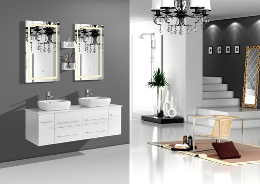 [SP-5753] MEUBLE SALLE DE BAIN DOUBLE VASQUE AVEC DOUBLE MIROIR LED - LIYAH