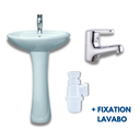 Pack Lavabo colonne AGATE blanc + fixation + robinet erkki + siphon lavabo