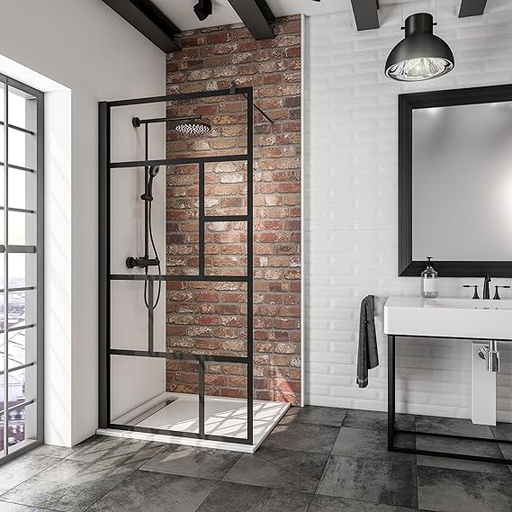 [FH-0234B-90 GRID] PAROI DE DOUCHE noir sérigraphié SHIVA-90