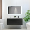 MEUBLE SALLE DE BAIN DOUBLE VASQUE AVEC MIROIR ROND 1M - MARKE NOIR