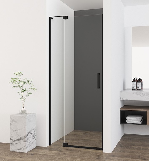 [OBT-6001B-900x1950-noir] PORTE DE DOUCHE pivotante noir NADIA-90