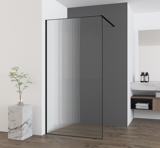 [OBT-3720Y-2-900-B-F (800-890) x2000-noir] PAROI DE DOUCHE noir cannelé THIERRY-90