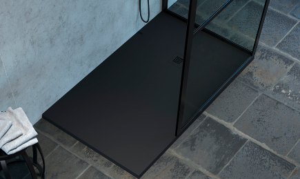 [01CLA120090SR9005CL] RECEVEUR DE DOUCHE noir MAINTY120 - EXTRA PLAT