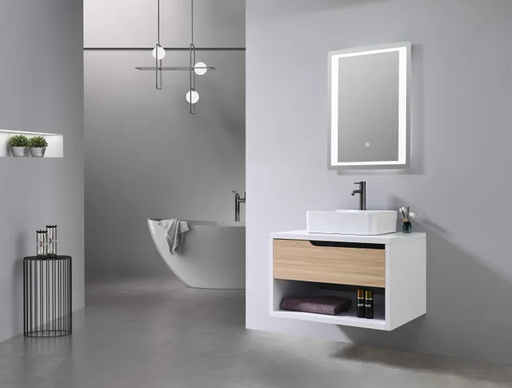 [8153-80] MEUBLE SALLE DE BAIN SIMPLE VASQUE AVEC MIROIR LED - ARUFU-80