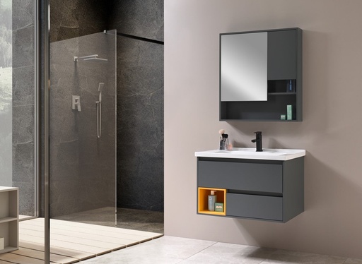 [SP-5675] MEUBLE SALLE DE BAIN SIMPLE VASQUE AVEC MIROIR RANGEMENT - CORA