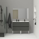 MEUBLE SALLE DE BAIN SIMPLE VASQUE AVEC MIROIR LUNE 120*80CM  - PURE 120CM - ANTHRACITE