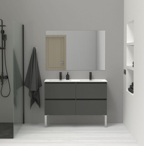 [PLB.46429510 + PLB.933646001 + miroir PLB.933646211] MEUBLE SALLE DE BAIN SIMPLE VASQUE AVEC MIROIR LUNE LISA 120*80CM  - PURE 120CM - ANTHRACITE