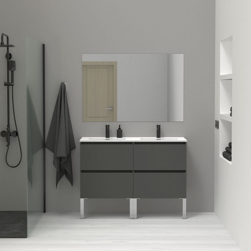 [PLB.46429510 + PLB.933646211 + PLB.933646001] MEUBLE SALLE DE BAIN SIMPLE VASQUE AVEC MIROIR LUNE 120*80CM  - PURE 120CM - ANTHRACITE