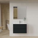 MEUBLE SALLE DE BAIN SIMPLE VASQUE AVEC MIROIR LUNE 80*80CM  - CRUZ 80CM - NOIR