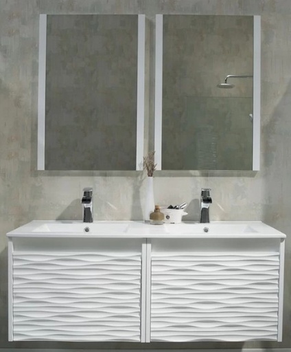 [SP-5726-120-blanc] MEUBLE SALLE DE BAIN DOUBLE VASQUE - Maria 1-Blanc (EXPO)