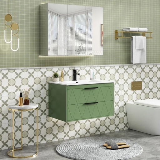 [SPV-2079GN-60] MEUBLE SALLE DE BAIN SIMPLE VASQUE AVEC MEUBLE MIROIR - MARPLE-60 - GRIS