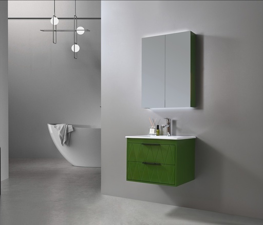 [SPV-2079GN-60] MEUBLE SALLE DE BAIN SIMPLE VASQUE AVEC MEUBLE MIROIR - MARPLE-60 - VERT