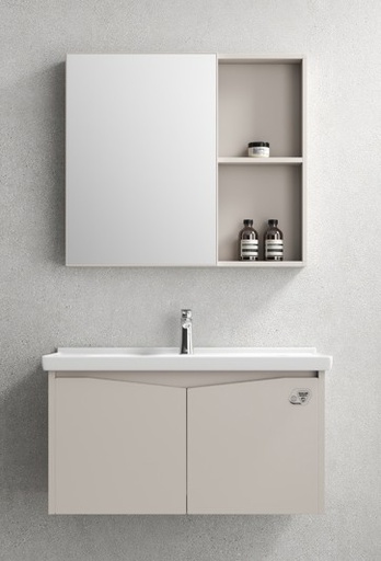 [T8801-80] MEUBLE SALLE DE BAIN SIMPLE VASQUE AVEC MIROIR LED - SOULOU80