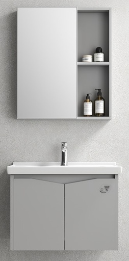 [T8802-60] MEUBLE SALLE DE BAIN SIMPLE VASQUE AVEC MIROIR - ZAMANI60