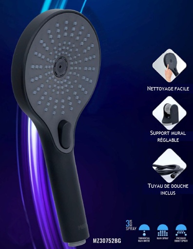 [MZ30752BG] Pommeau de douche TINA 3 Modes