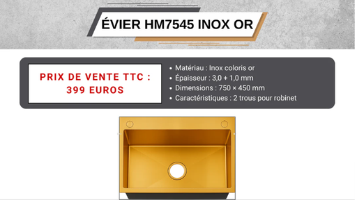 [HM7545GOLD] INOX SINK750*450COLOR : NANO GOLD