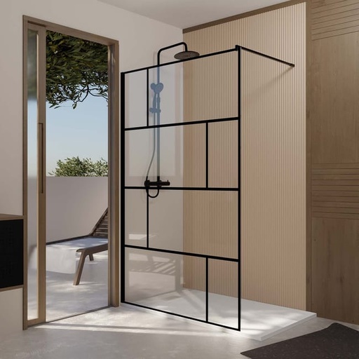 [FH-0234B-120 GRID] PAROI DE DOUCHE noir sérigraphié SHIVA-120