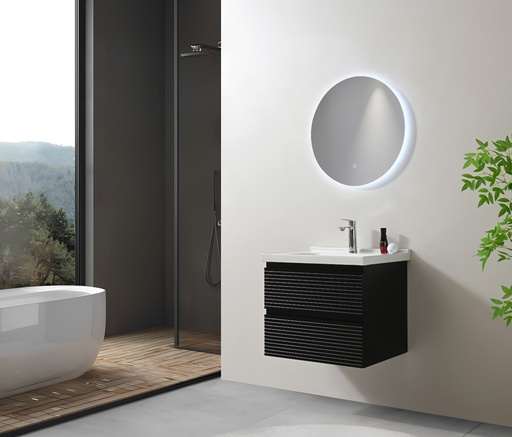[SPV-2071] MEUBLE SALLE DE BAIN NOIR SIMPLE VASQUE -  LISE