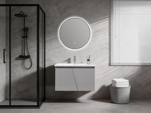 [SPV-4018G] MEUBLE SALLE DE BAIN SIMPLE VASQUE AVEC MIROIR LED - GRIS - ZIDANE