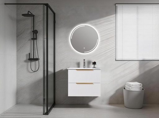 [SPV-4019W] MEUBLE SALLE DE BAIN SIMPLE VASQUE AVEC MIROIR LED - BLANC - BOINA
